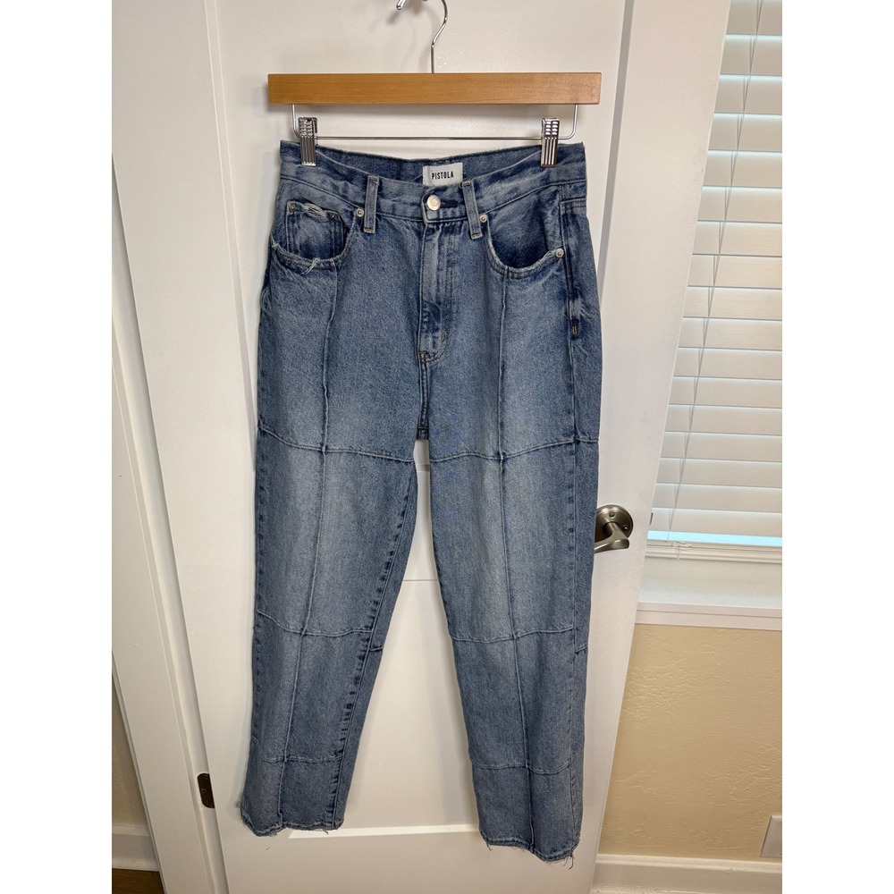 Pistola Cassie Super High Rise‎ Straight Jeans Meridian Blue Hemp Blend Size 27